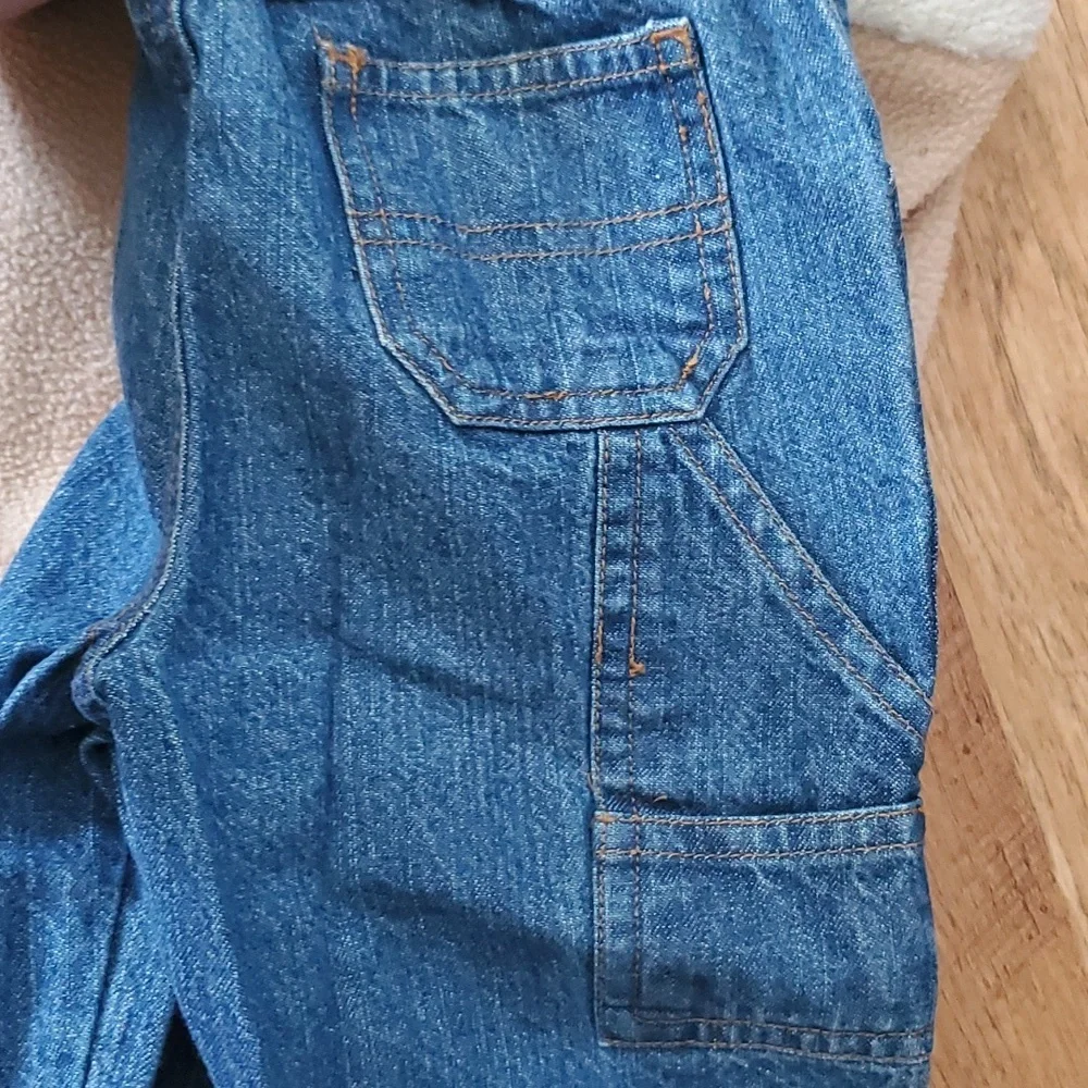 Little By‎ Little Boys Woodland Fleece Tan Jacket with Carpenter Jeans 12M